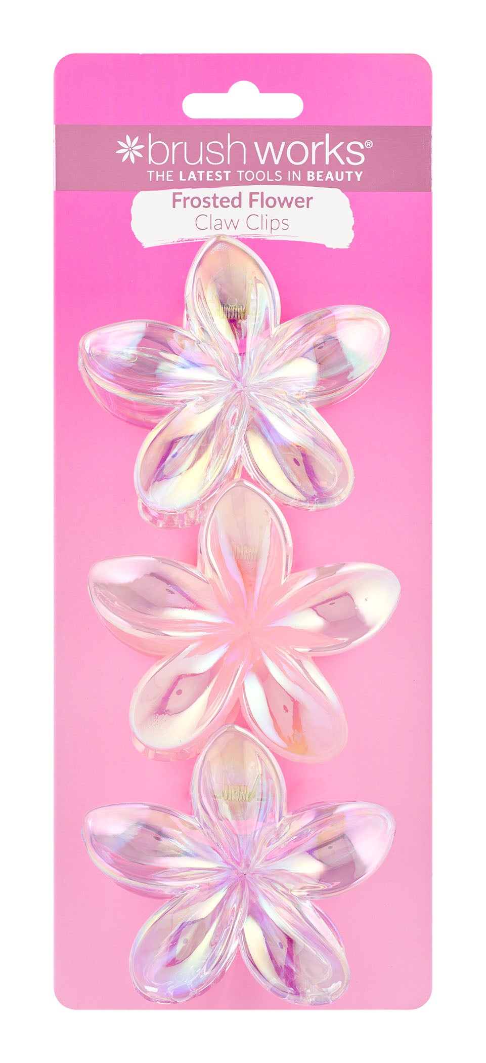 Brushworks Frosted Flower Claw Clips - 3 Pack