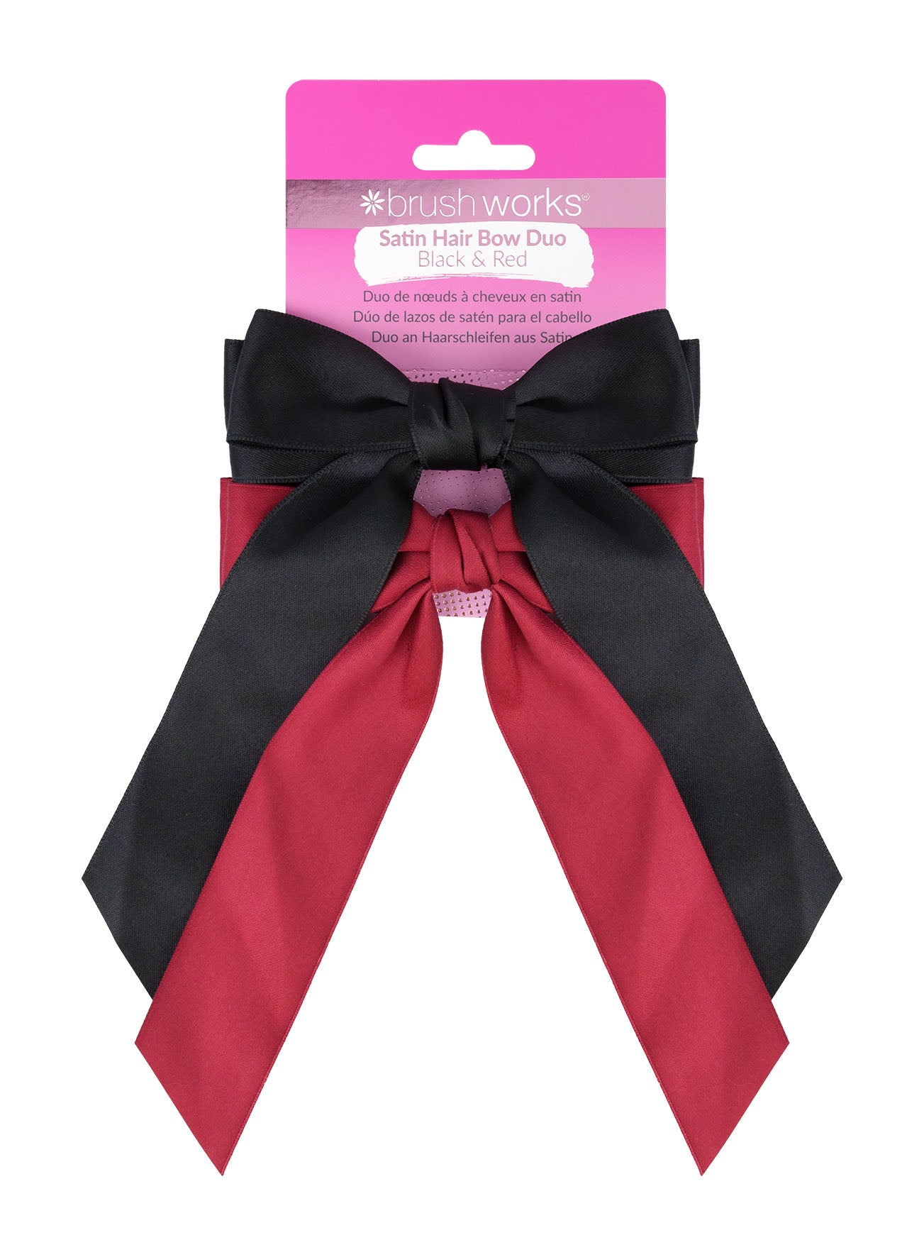 52 56 529 Brushworks Satin Hair Bow Duo Red & Black FOP.jpg
