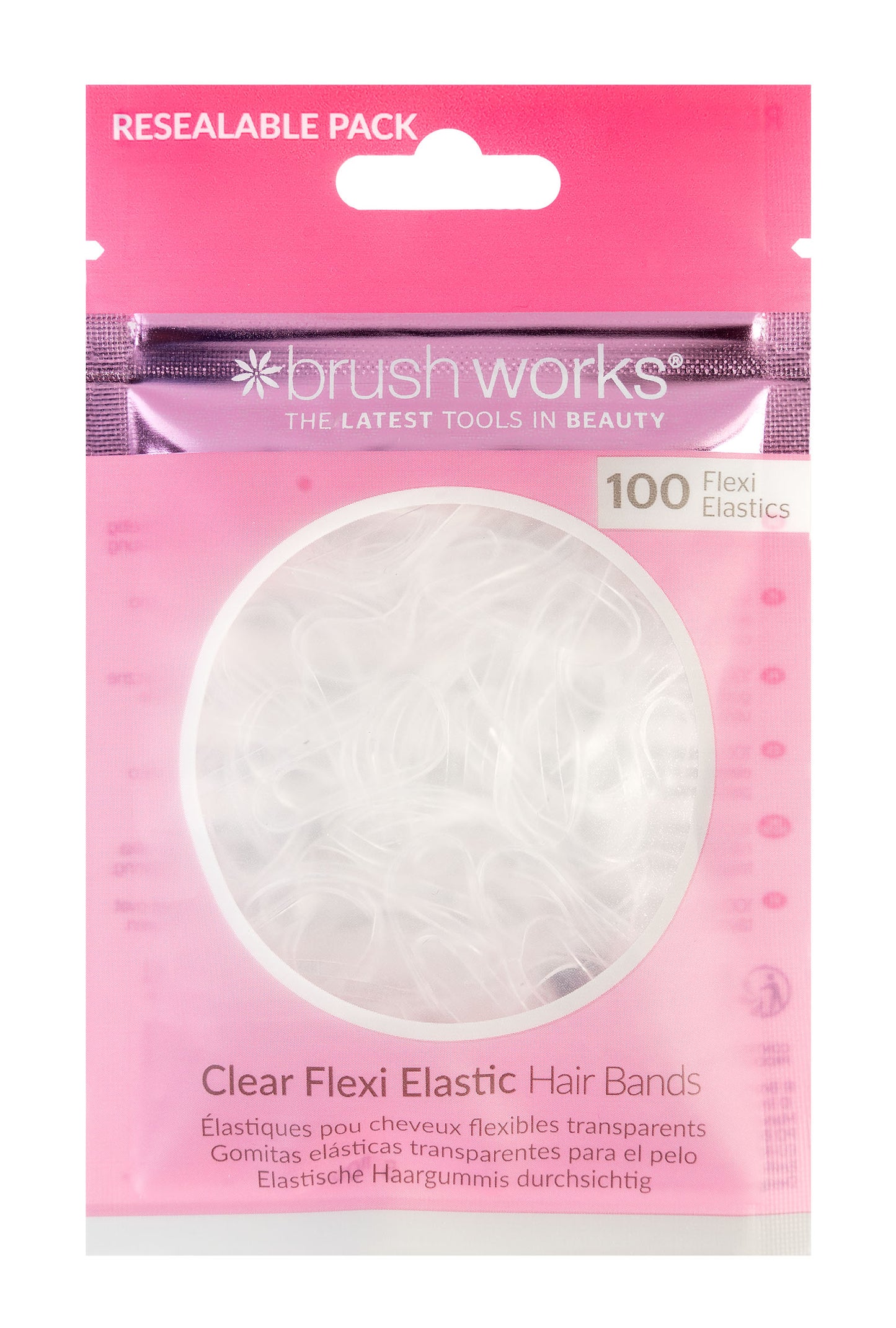 52 56 543 Brushworks Clear Flexi Elastic Hair Bands - 100 Pack FOP.jpg