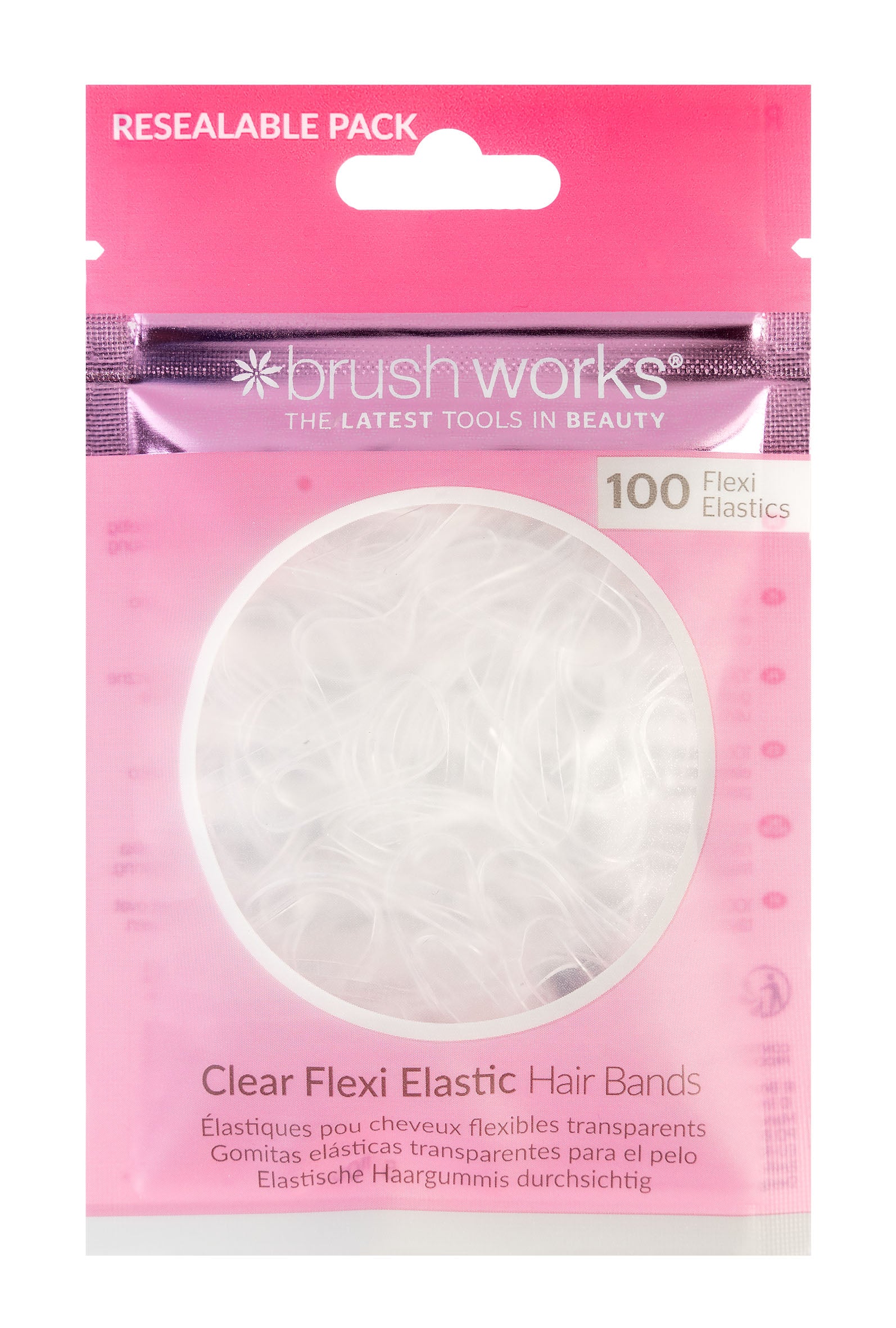 52 56 543 Brushworks Clear Flexi Elastic Hair Bands - 100 Pack FOP.jpg
